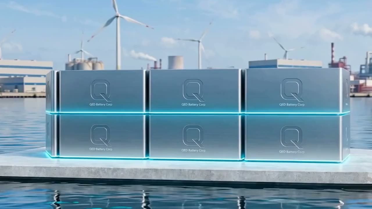 Stacked storage blocks on a platform by the water