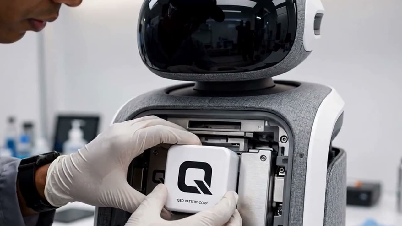 Gloved hands slide a module into a service robot