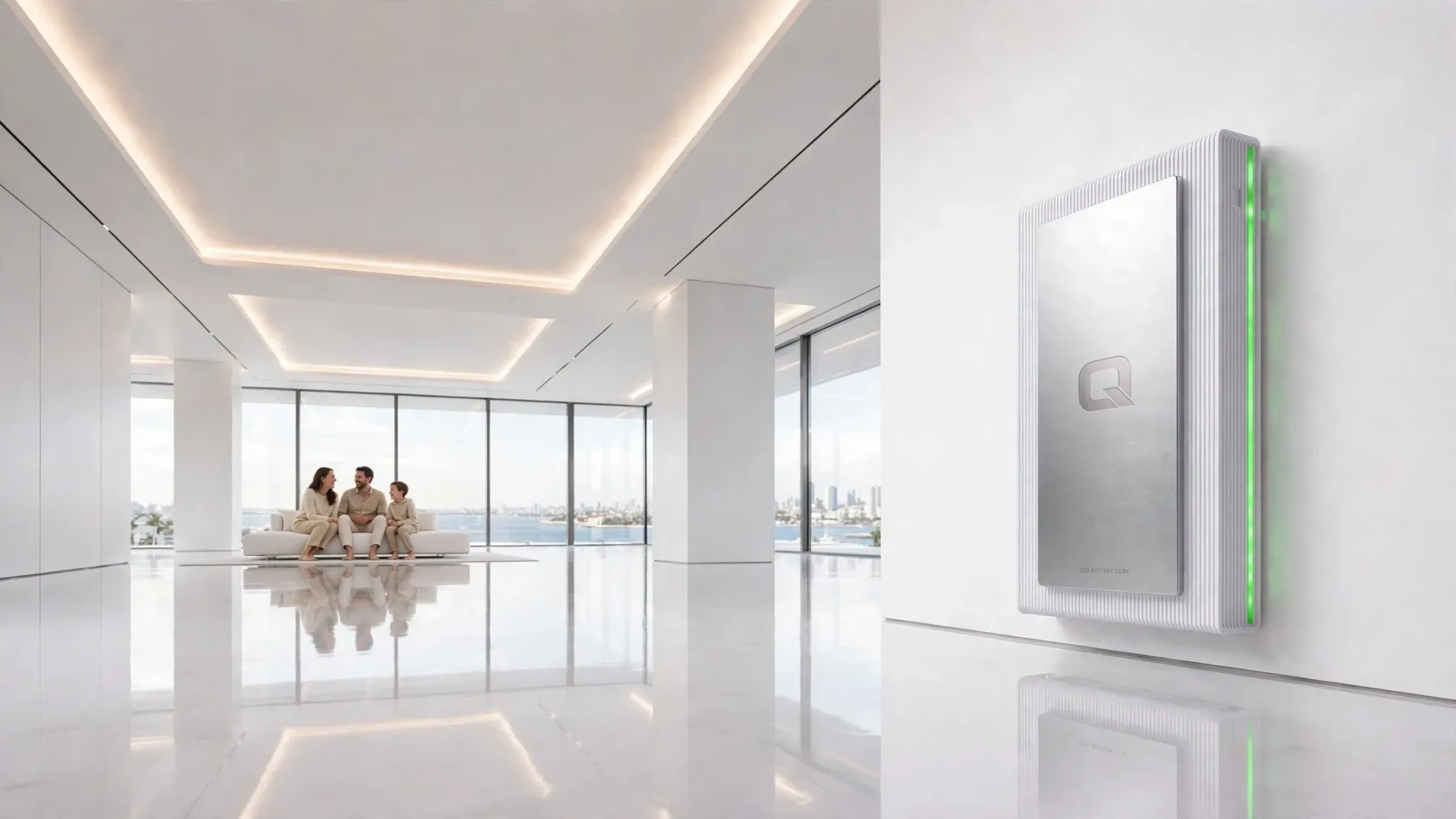 A wall-mounted storage unit in a calm living space